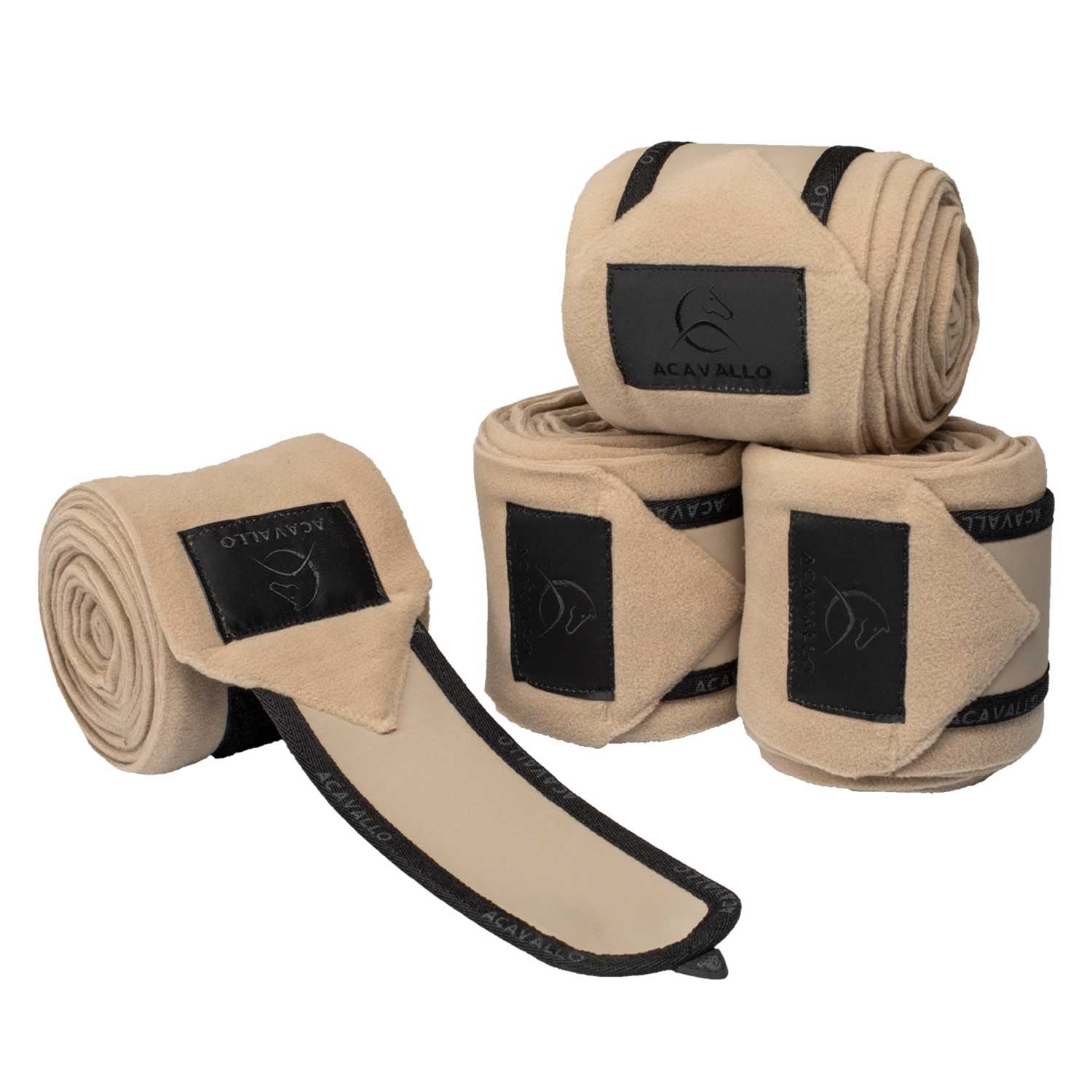 Anti-pilling fleece bandages hook-and-loop closure fastening.