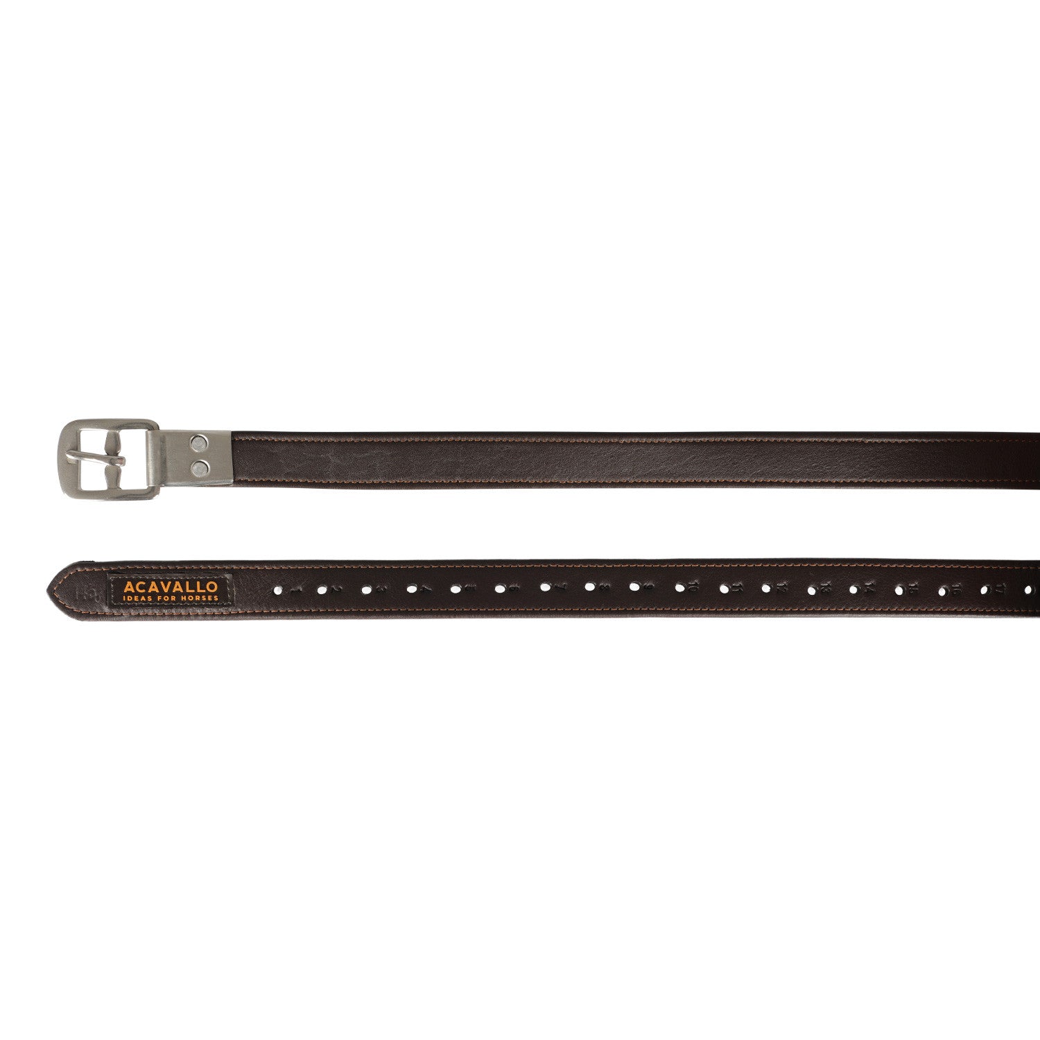 Calfskin stirrup leathers encased buckle.