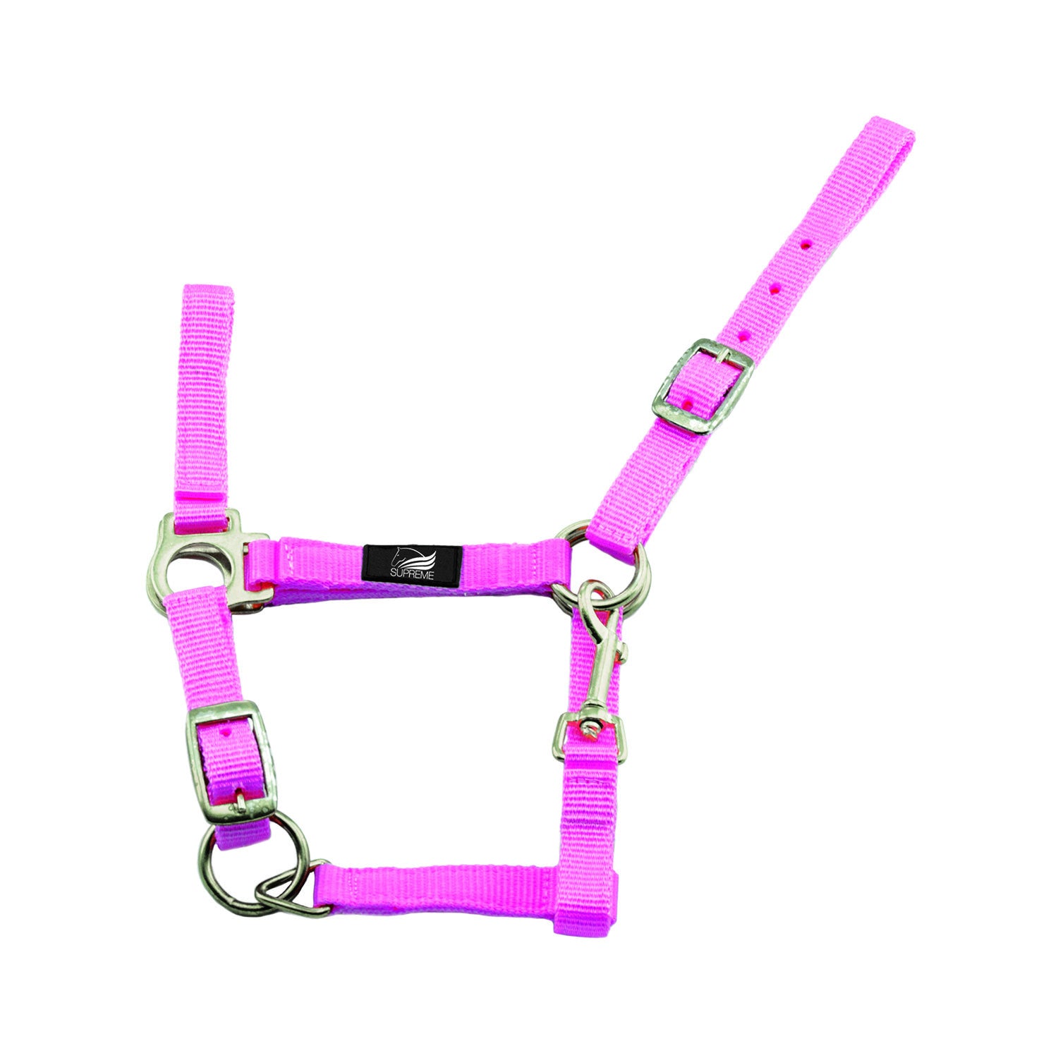 FOAL HALTER WITH DOUBLE ADJUSTMENT AND SNAP HOOK.