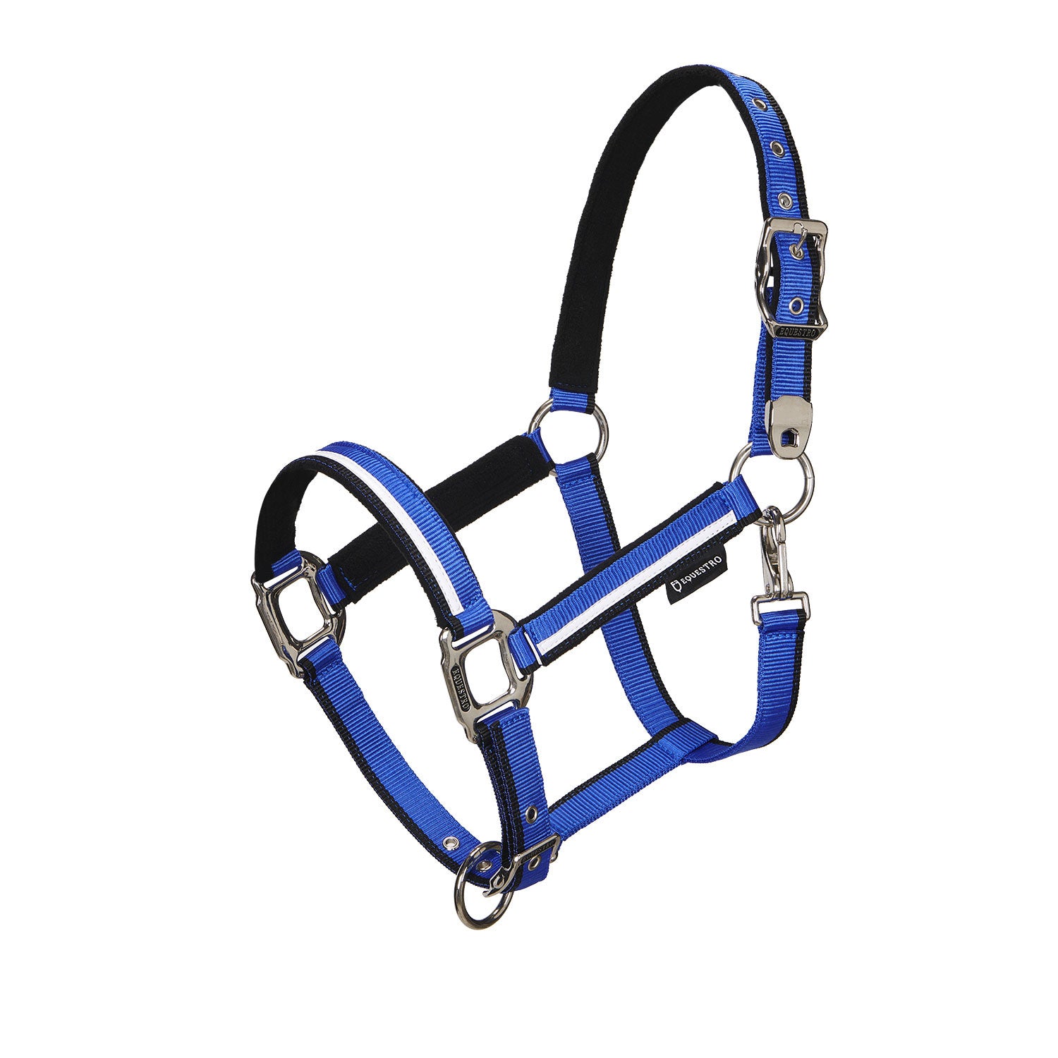 Halter with fleece padding and snap hook.