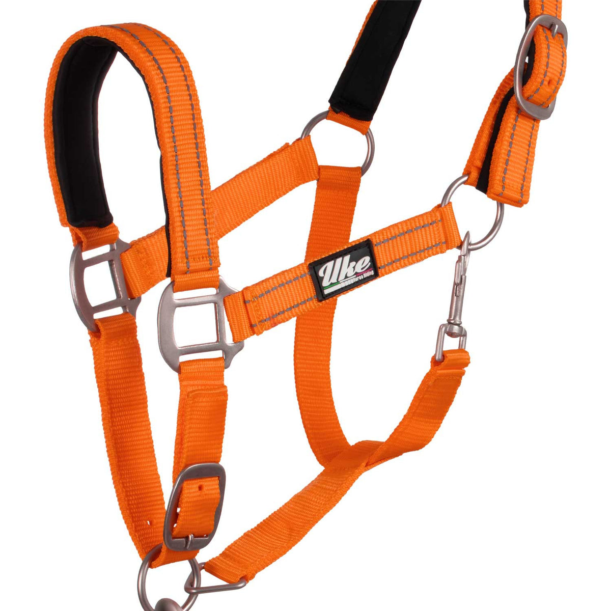 SYNTHETIC HALTER WITH LEAD SOLID COLOR WITH REFLECTIVE STRIPES