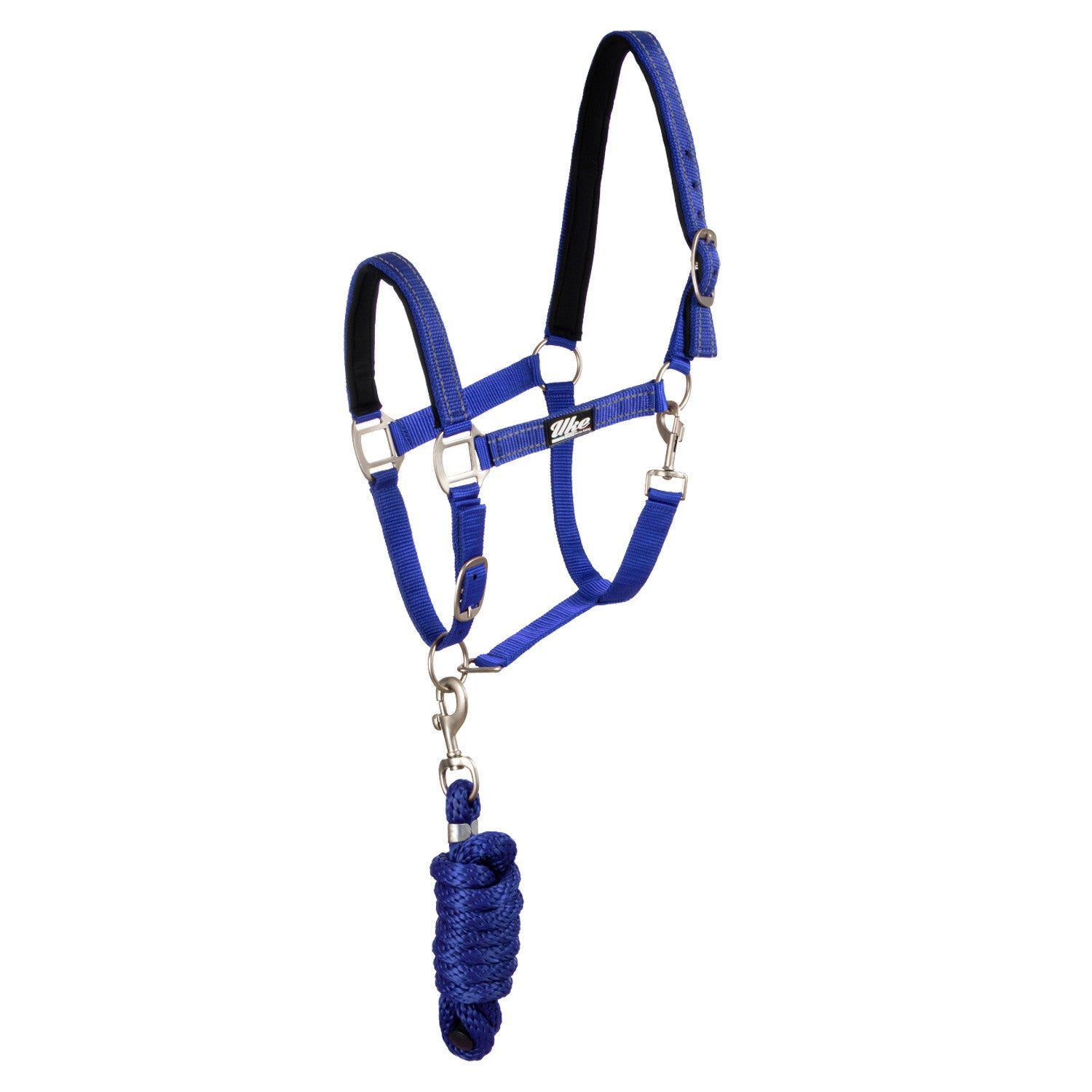 SYNTHETIC HALTER WITH LEAD SOLID COLOR WITH REFLECTIVE STRIPES.
