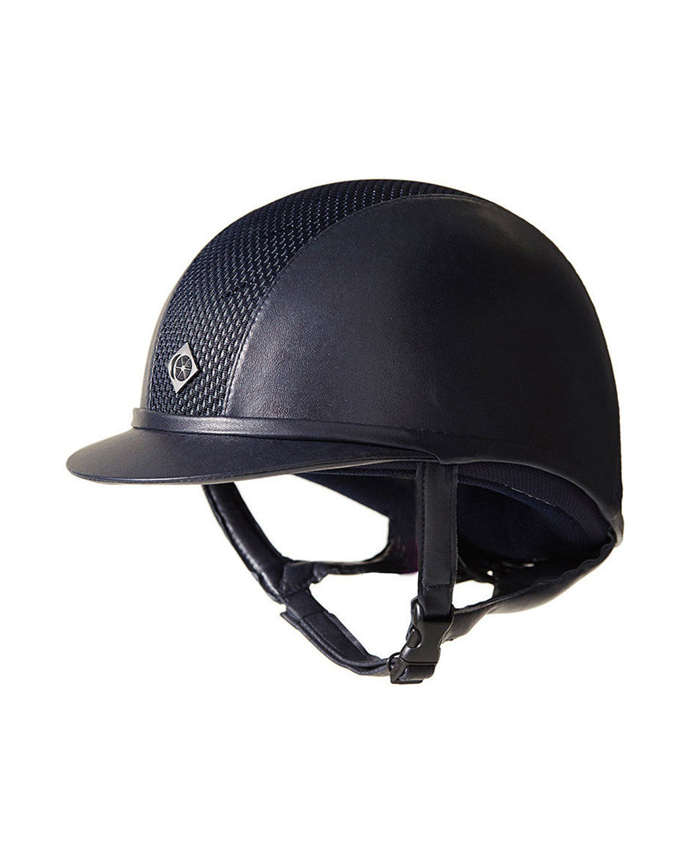 Charles Owen Ayr8 Plus Leather Look Fixed Peak Riding Helmet.