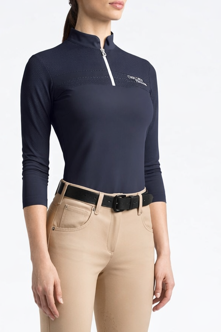 Cavalleria Toscana CT Ladies Perforated Insert Long-Sleeved Training Polo
