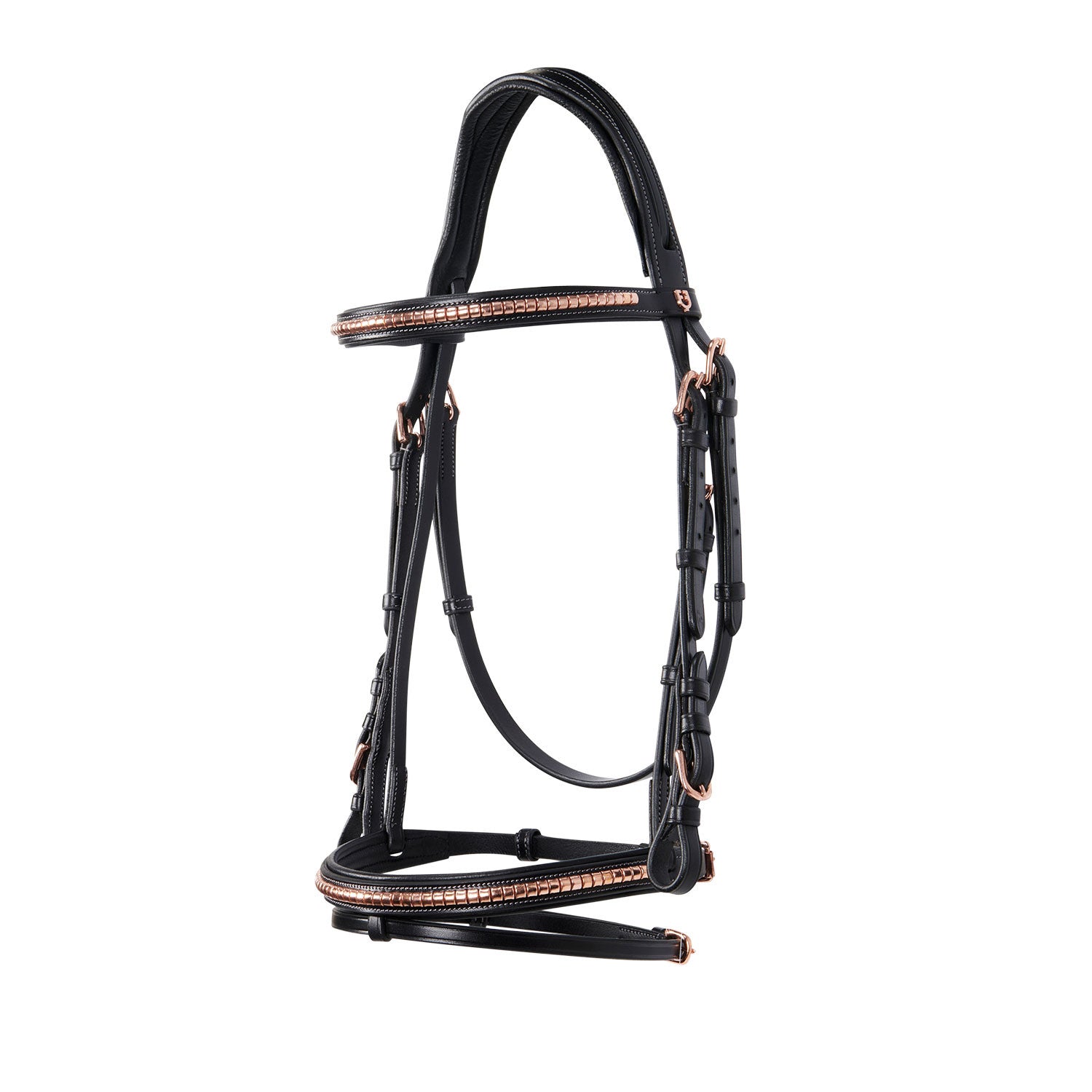 English clincher leather bridle colour rose gold.