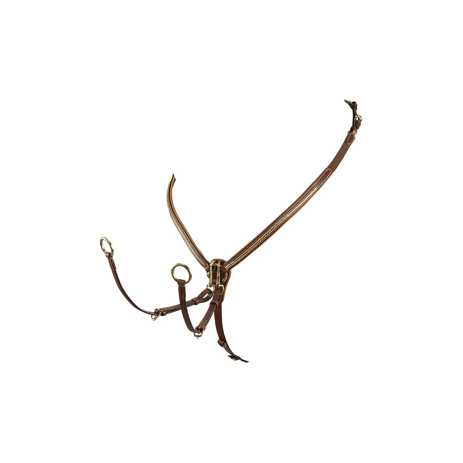 Tanned leather fork breastplate with brass clincher.