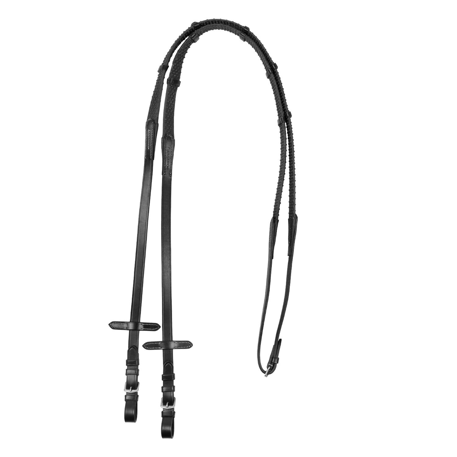 Reins for English bridle with nichel-plated buckles.