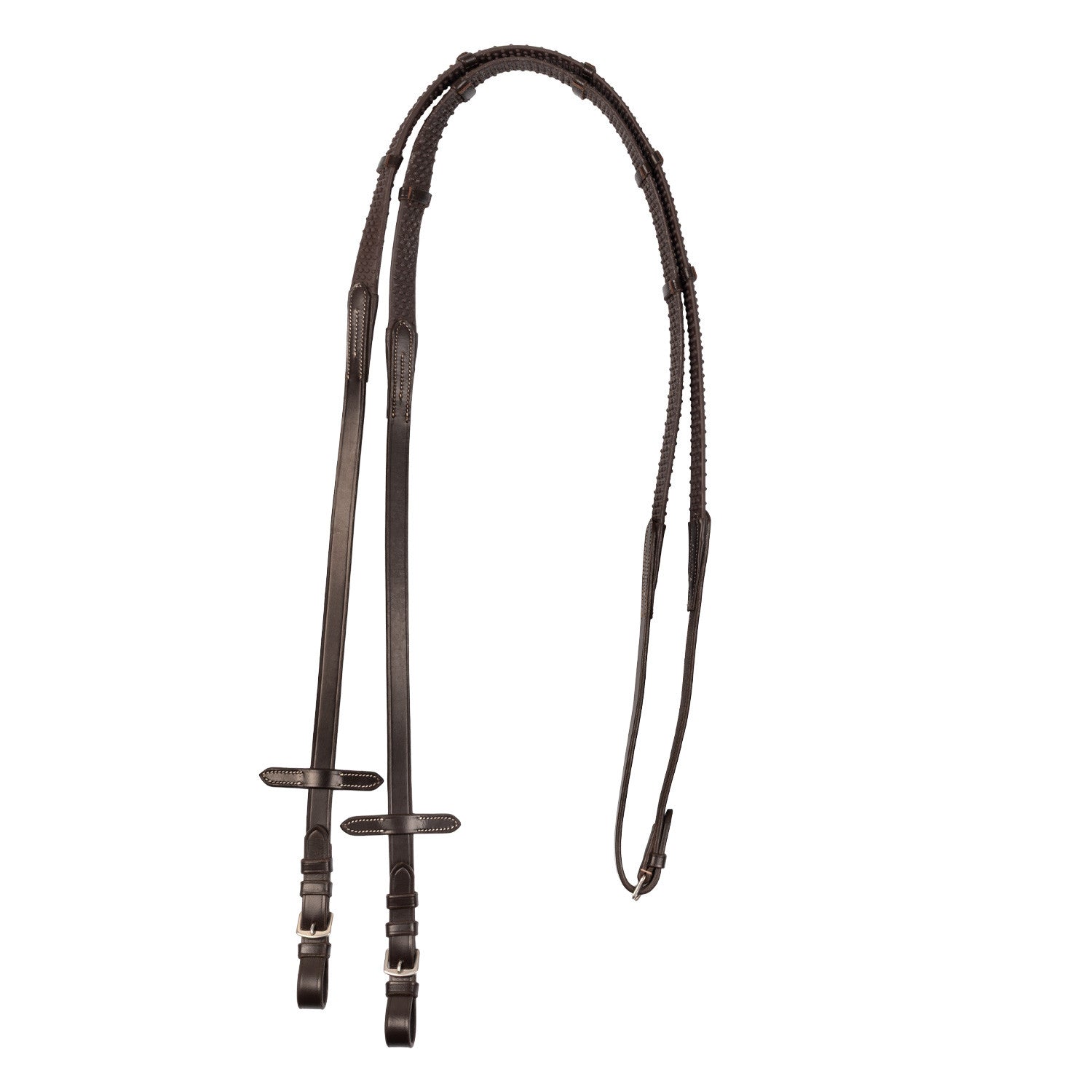 Reins for English bridle with nichel-plated buckles.