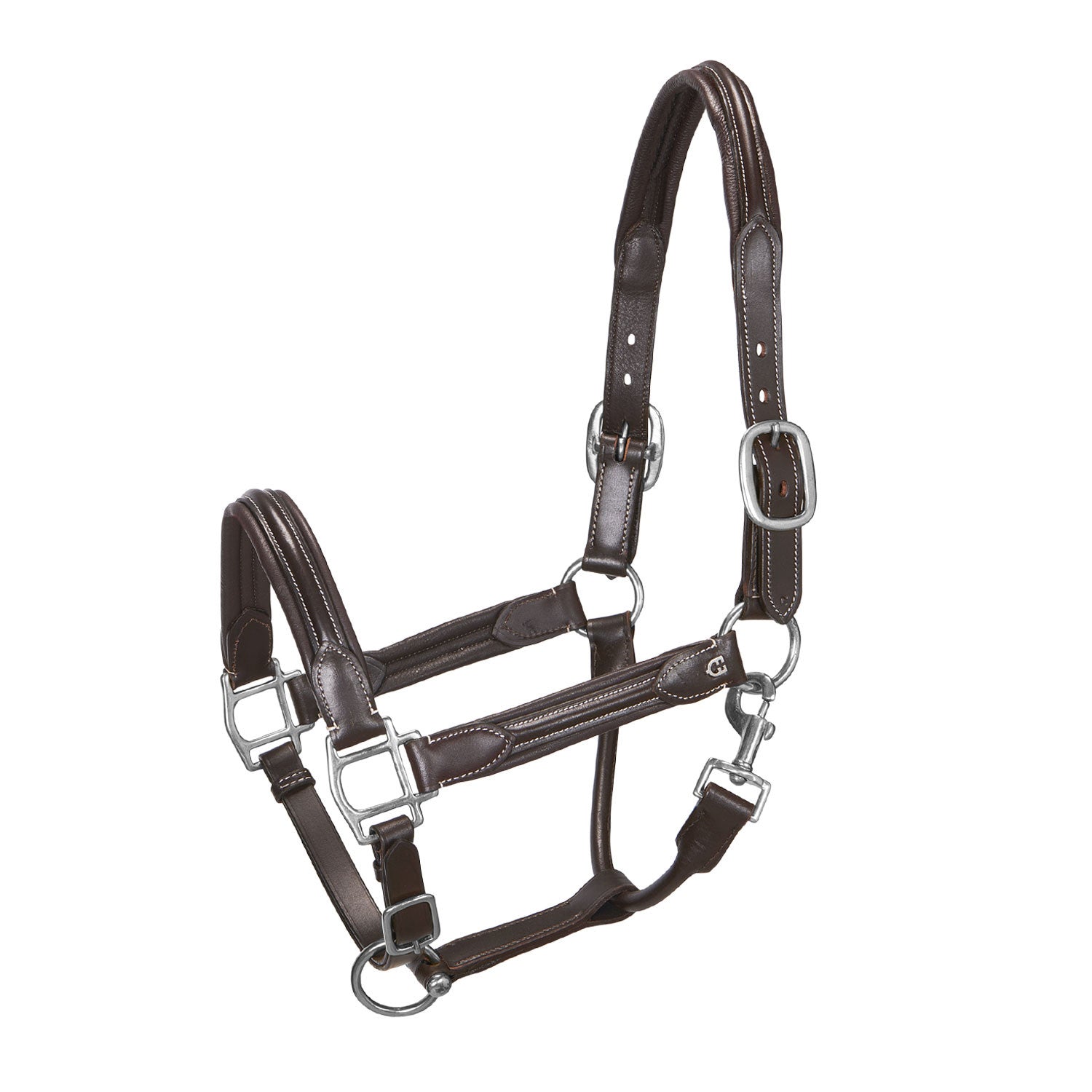 Soft leather halter with durable buckles.