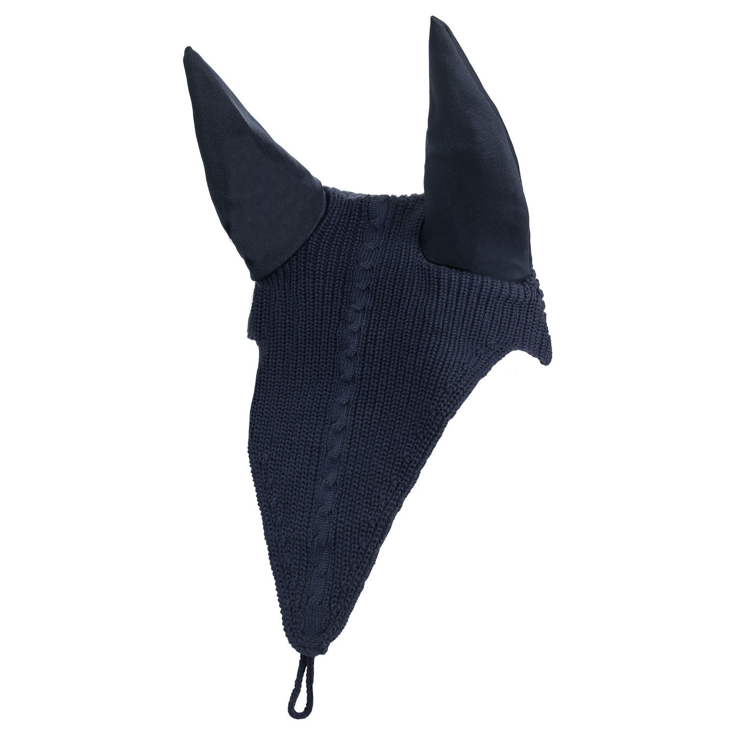 Meshing fly veil with drawstring at the noseband.