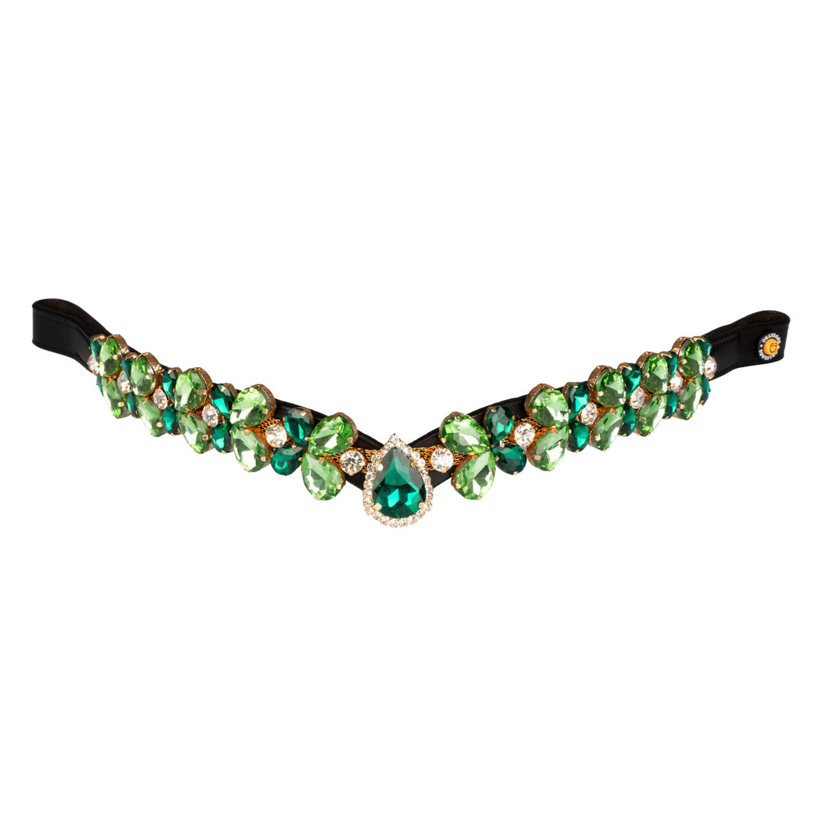 Green Ray Crystal leather browband