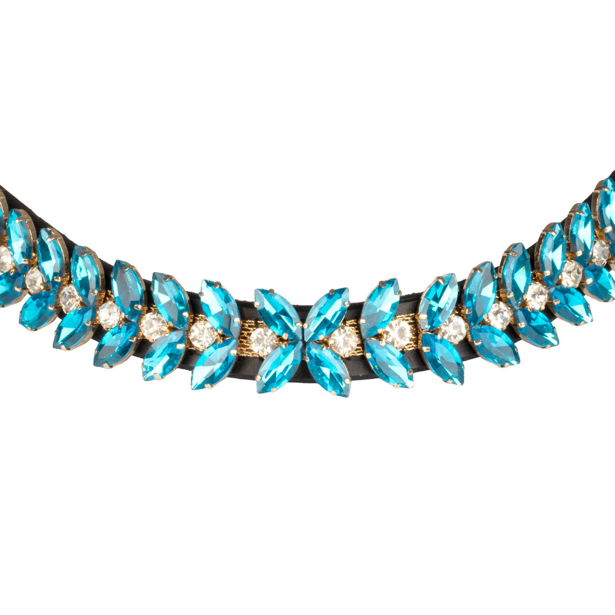 Blue Jets Crystal leather browband