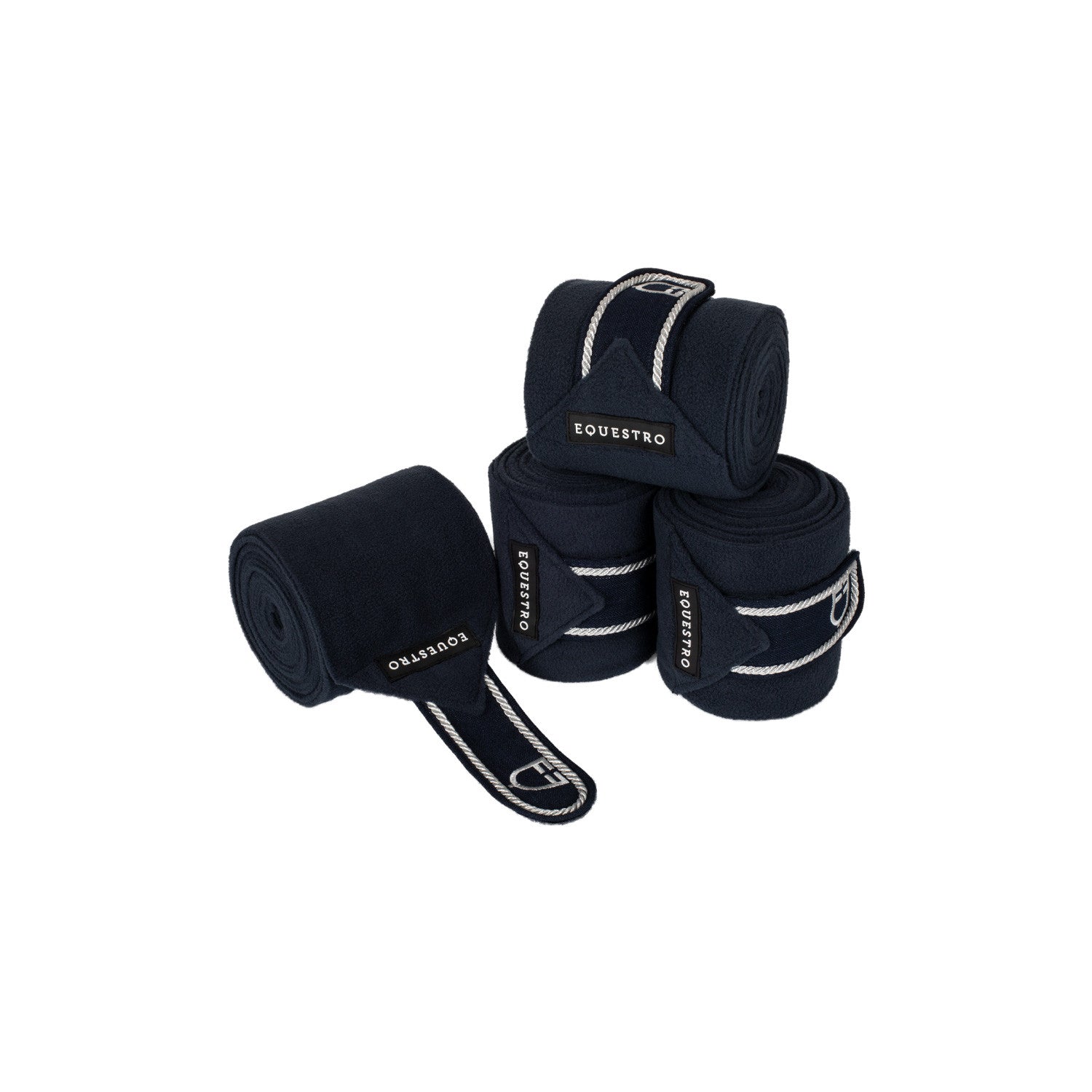 Fleece pony bandages with embroidered logo.