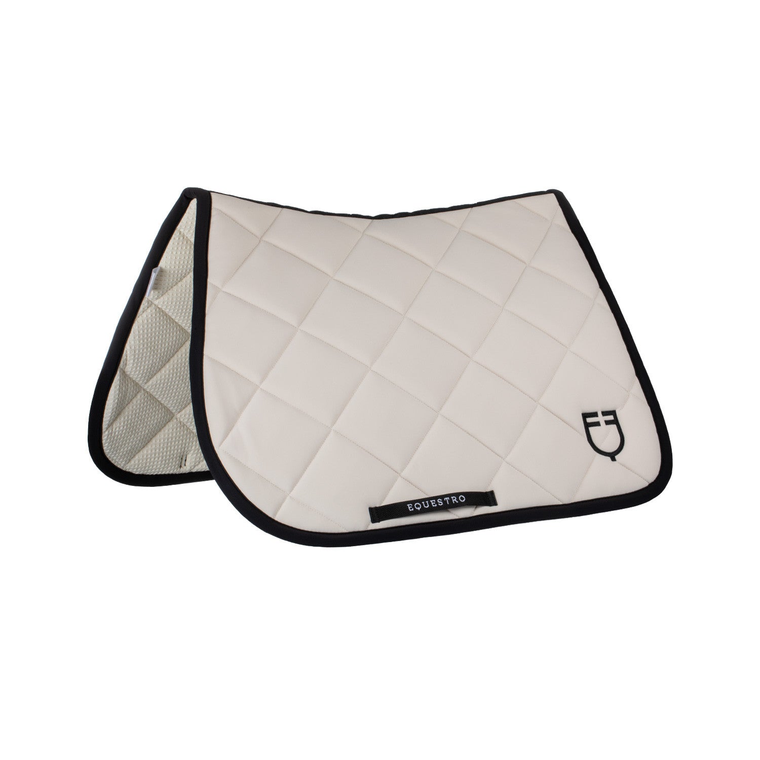 Jumping saddle pad with embroidered logo black line edition.