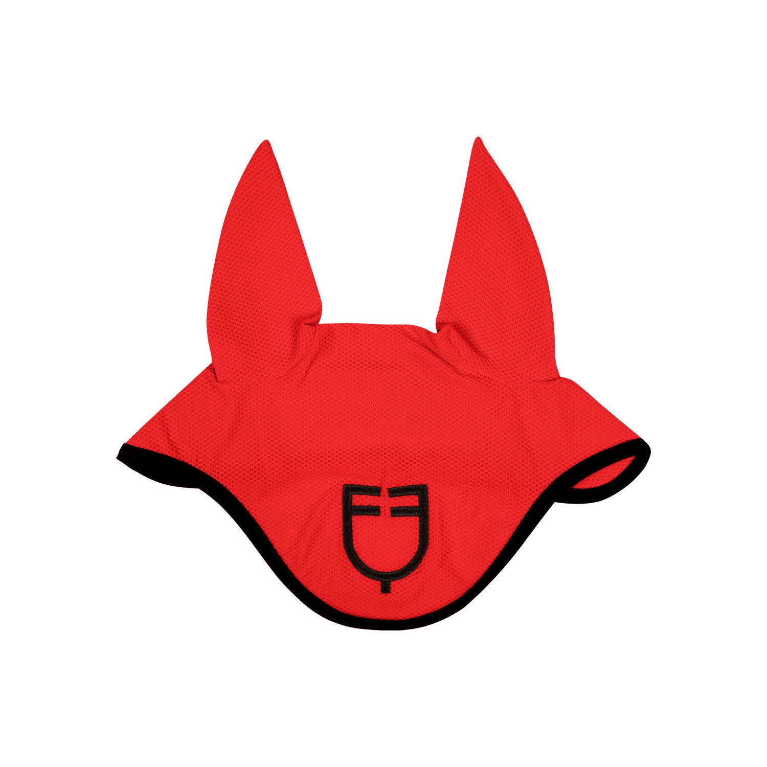 Perforated fabric fly veil with logo.