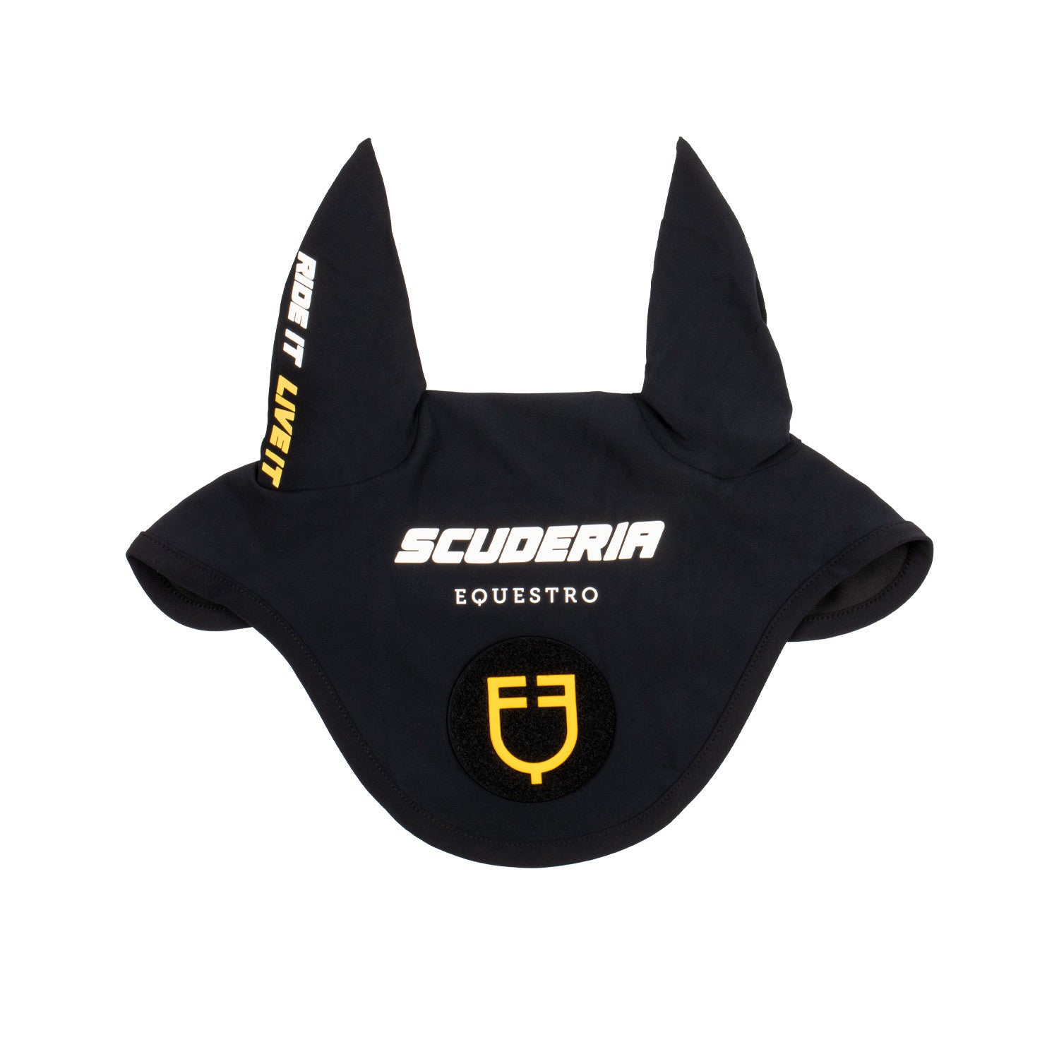 Scuderia Equestro fly veil technical fabric and patch.