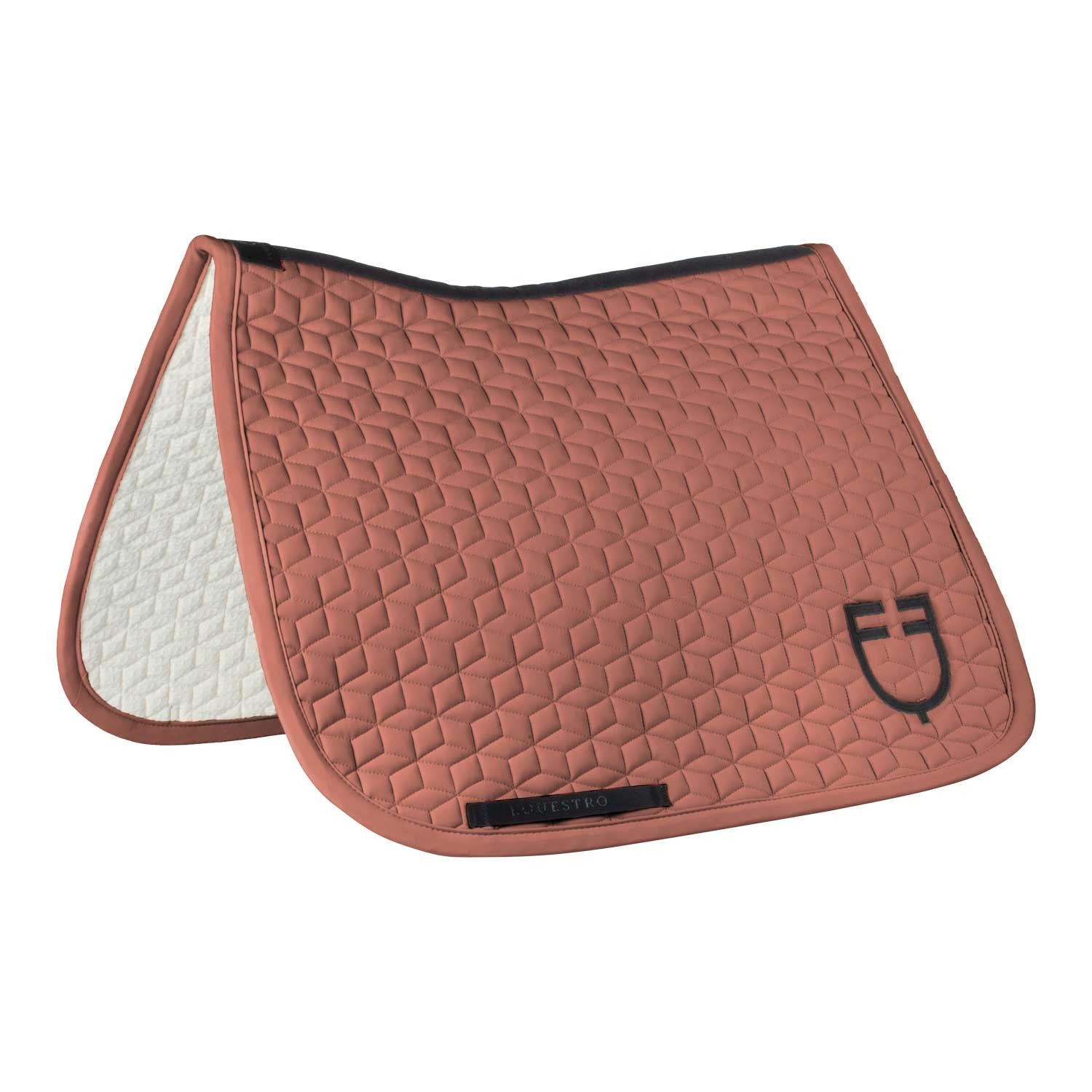 Dressage saddle pad with cube quilting.