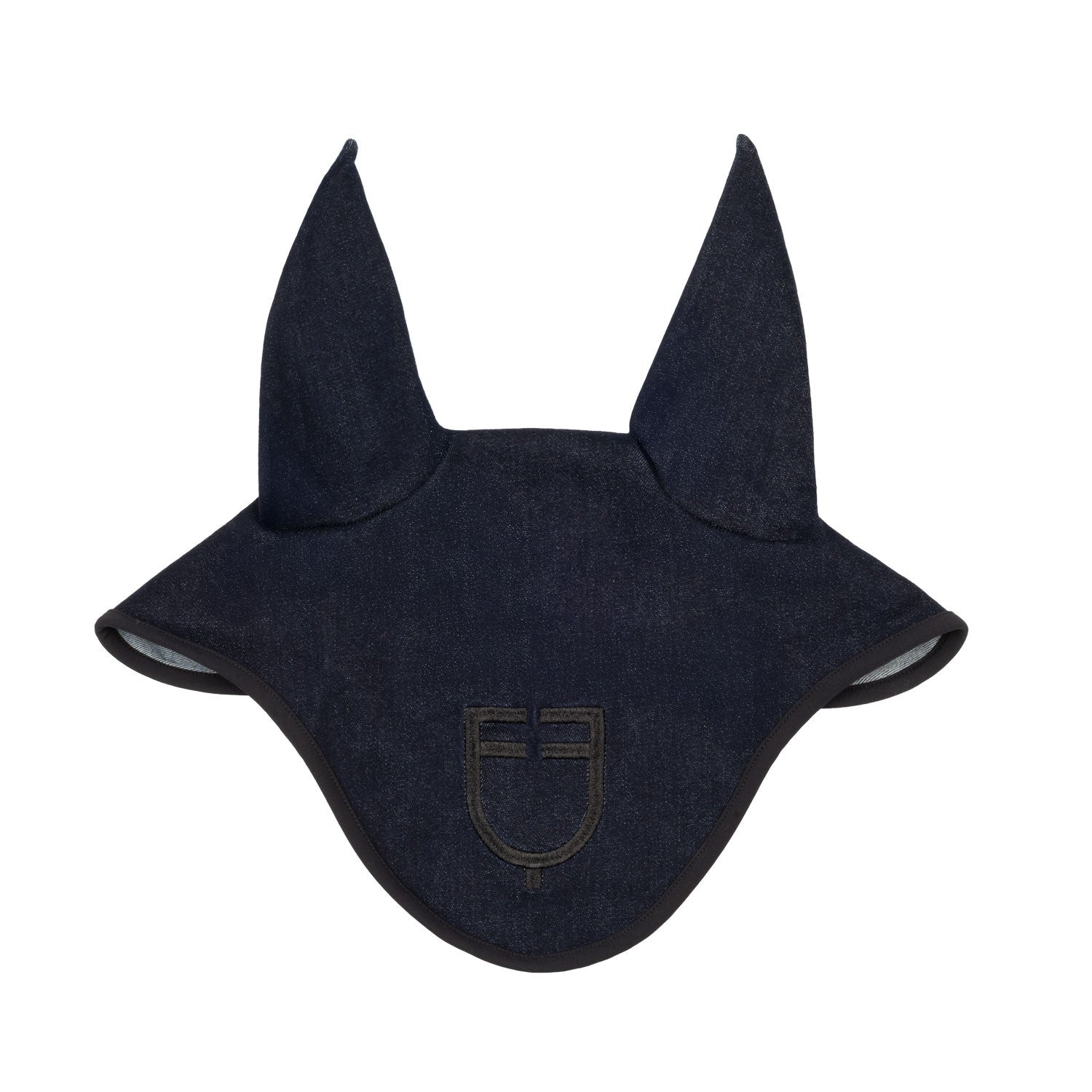 Fly veil in denim-effect technical fabric with logo.