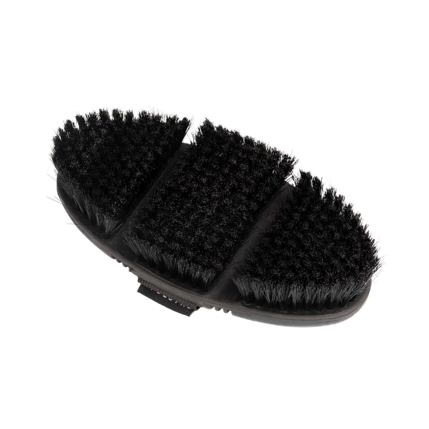 Flexible brush with short synthetic bristles.