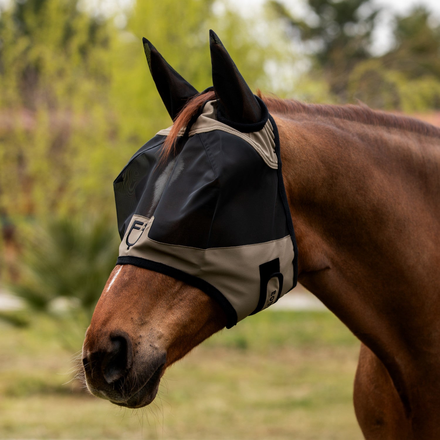 Fly mask with front logo.