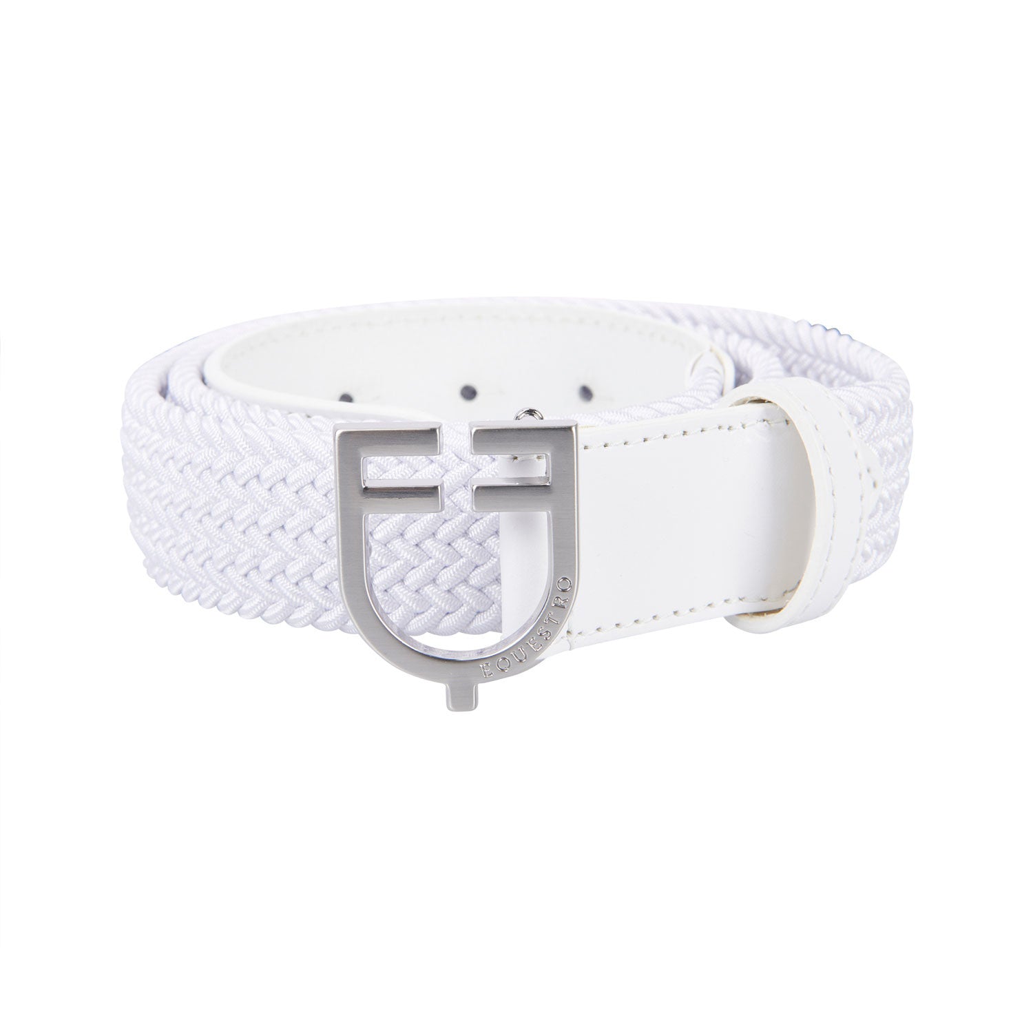 Leather elastic belt with logoed buckle.