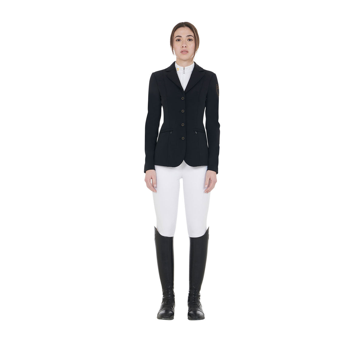 Equestro Ladies Competition Jacket With Contrasting Embroidered Logo