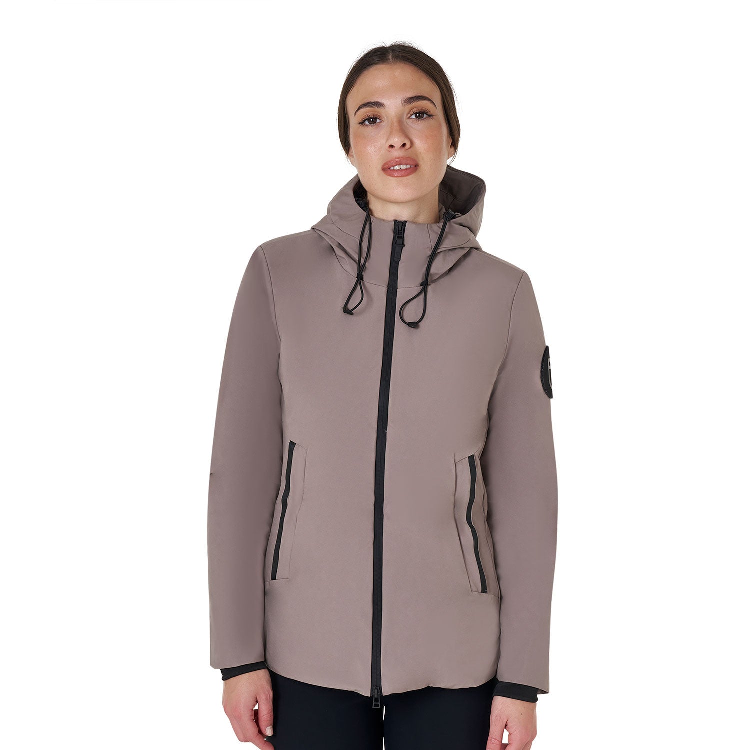 Down jacket water and wind repellent.