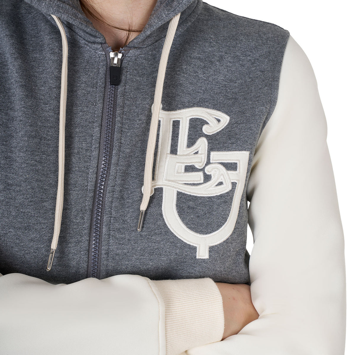 Equestro Ladies EQ Logo Two Tone Hoodie With Front Zip