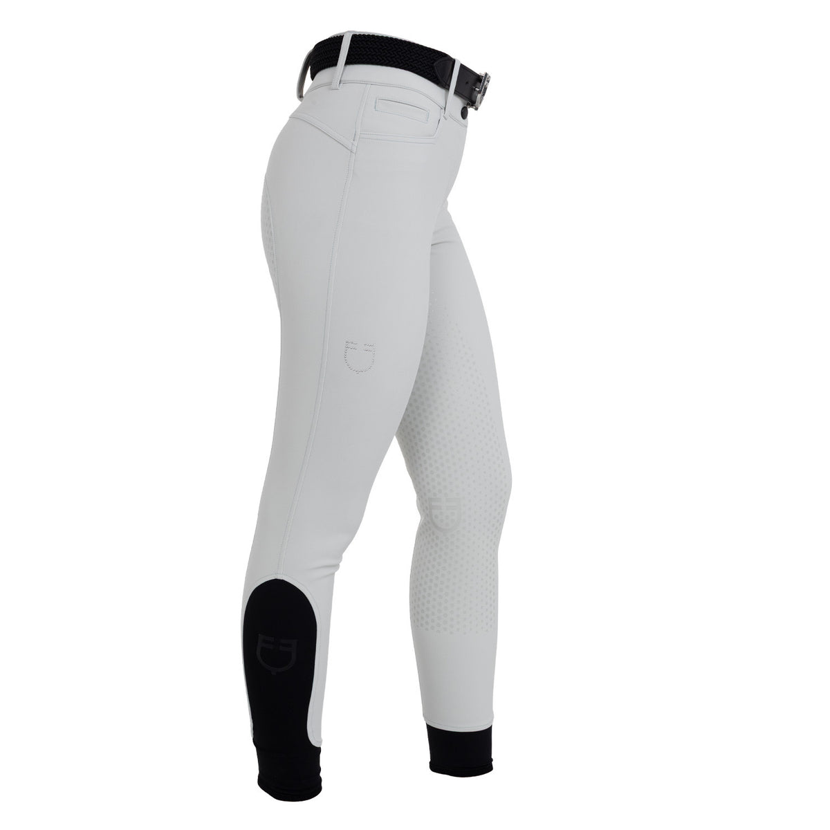 Equestro Ladies High-Waisted Full-Grip Breeches With Rhinestone Logo