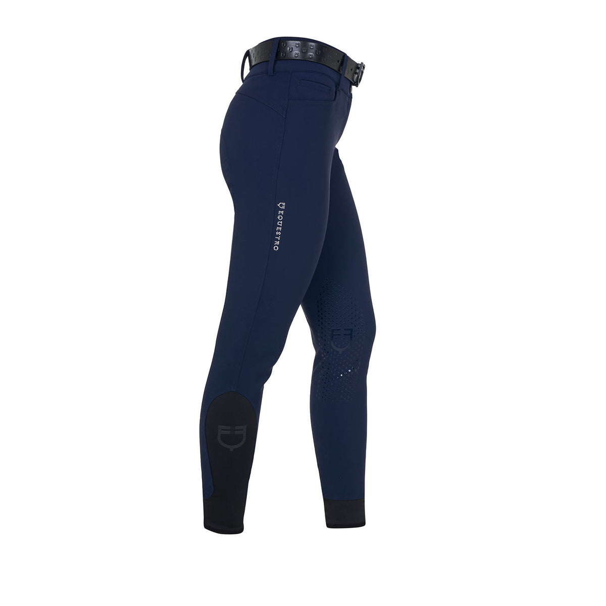 Equestro Ladies High-Waisted Breeches With Rhinestone Logo