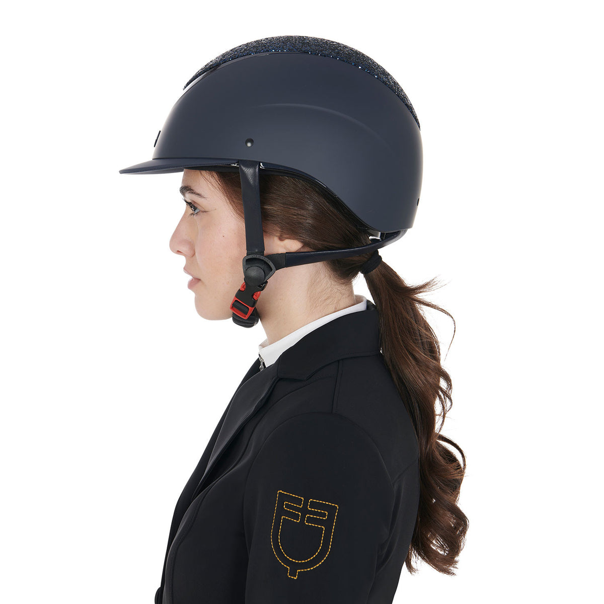 Equestro Narrow Visor Helmet With Rhinestones EN 1384-2023 Homologation