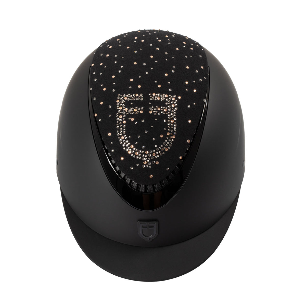 Equestro Matt Helmet With Narrow Visor And Rhinestone Logo Homologation EN 1384-2023