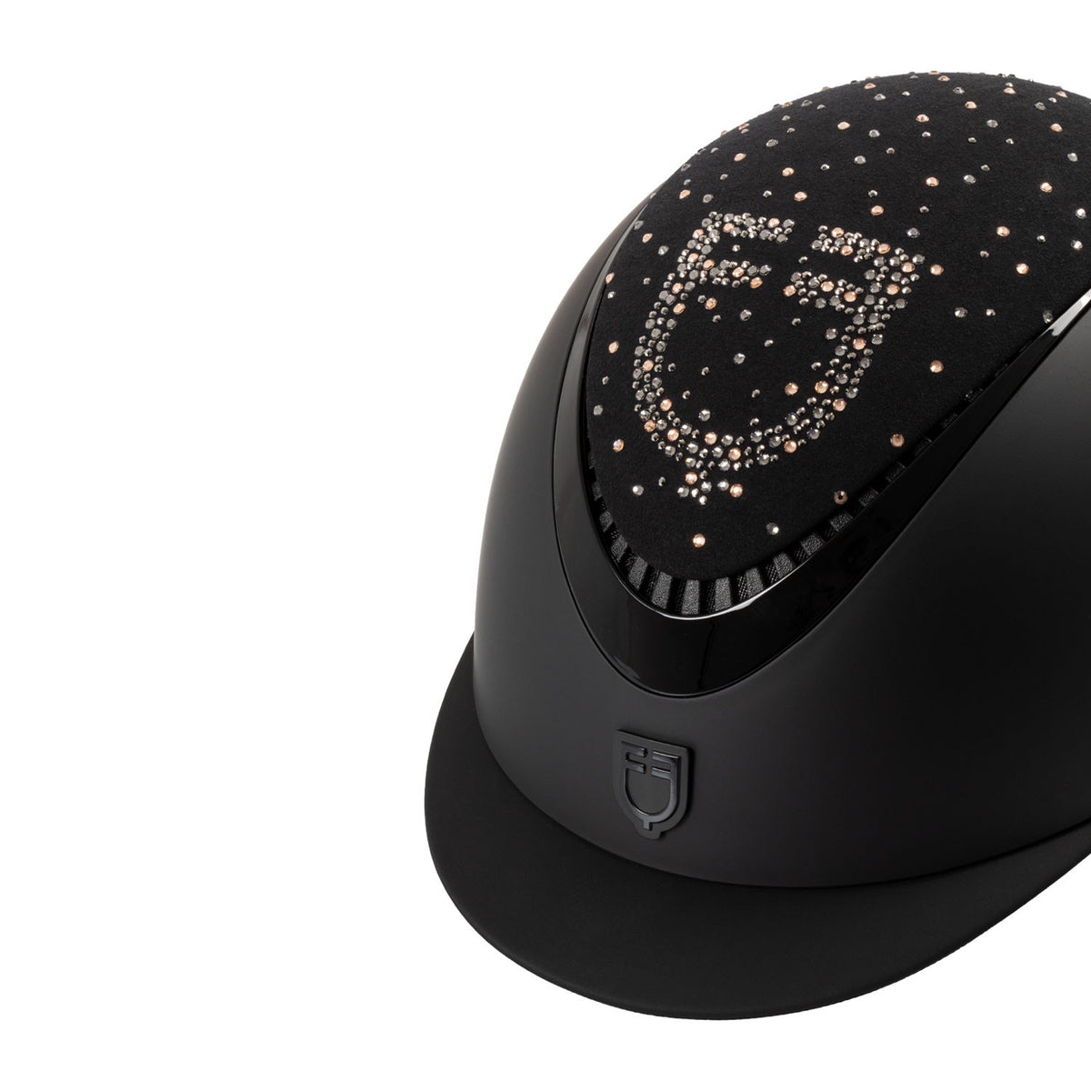 Equestro Matt Helmet With Narrow Visor And Rhinestone Logo Homologation EN 1384-2023