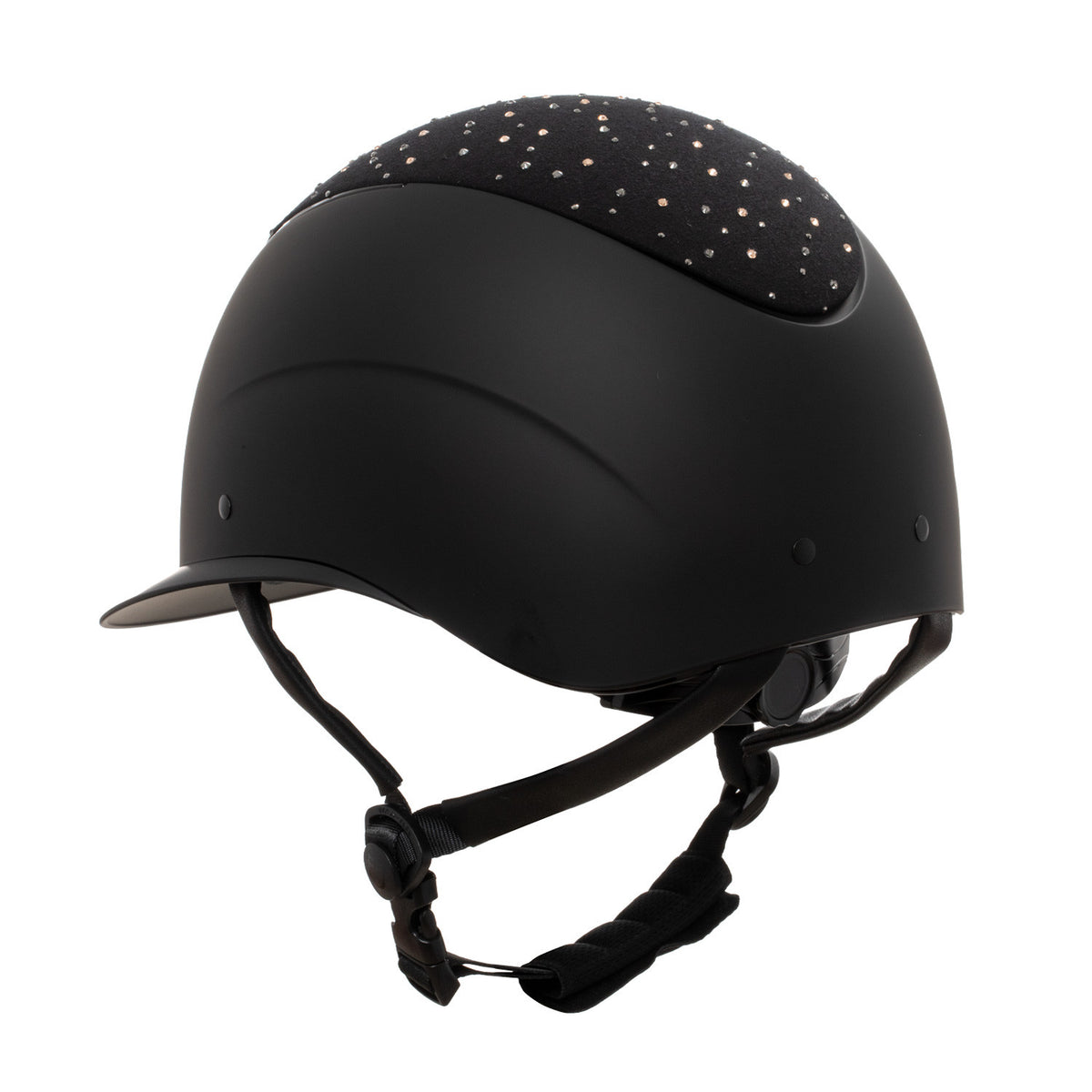 Equestro Matt Helmet With Wide Visor And Rhinestone Logo Homologation EN 1384-2023