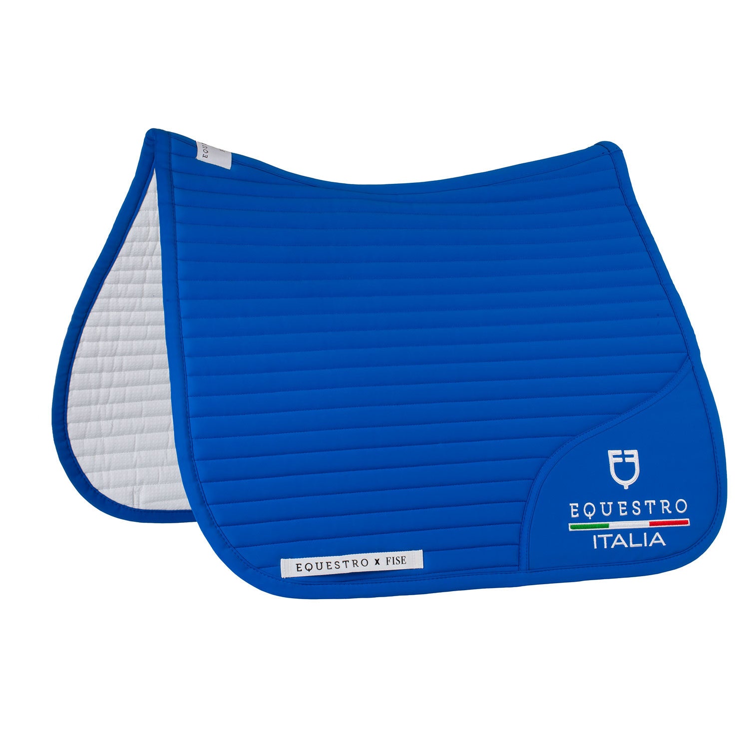 Dressage saddle pad with embroidered logo Equestro X FISE.