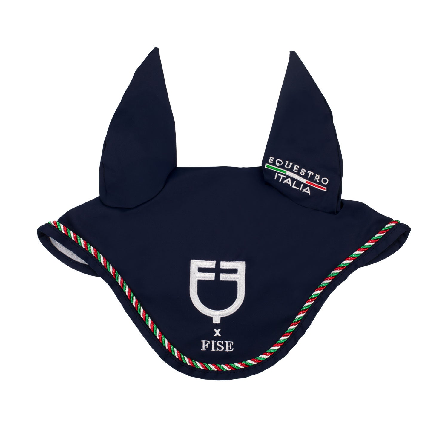 Fly veil with Italian flag piping Equestro X FISE.