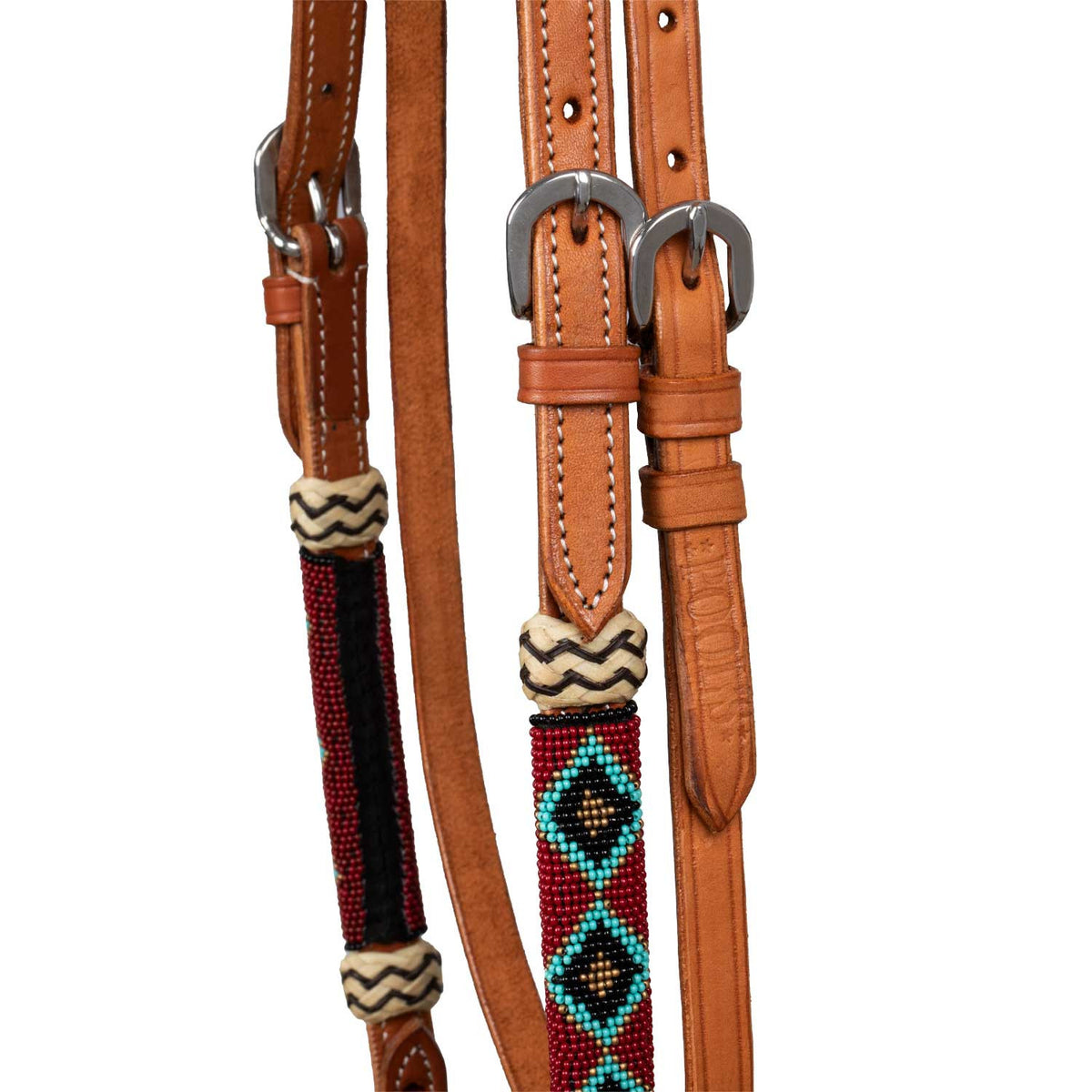 BURGUNDY PEARLS SET WITH HORSEHAIR MECATE REINS