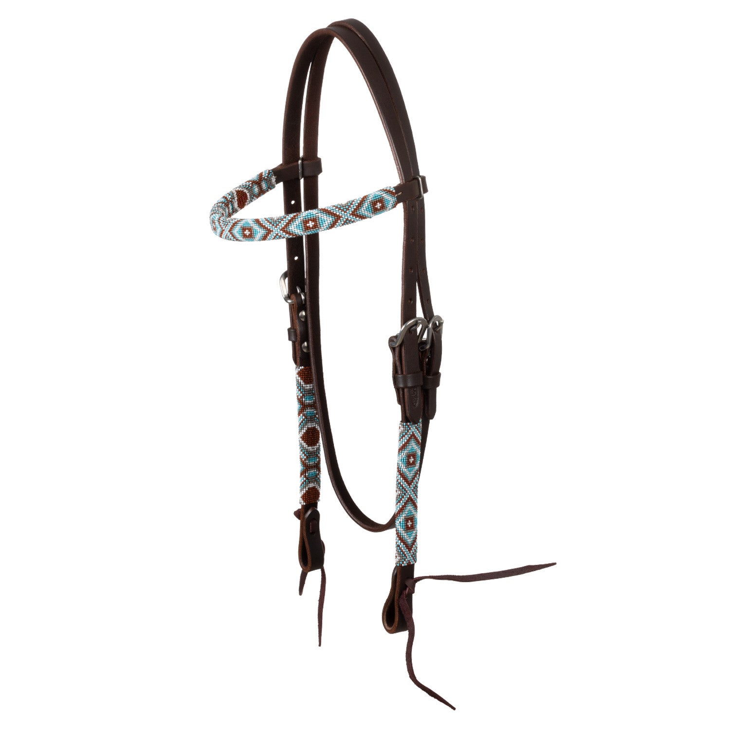 DIAMONDS BEADED OILED WESTERN BRIDLE.