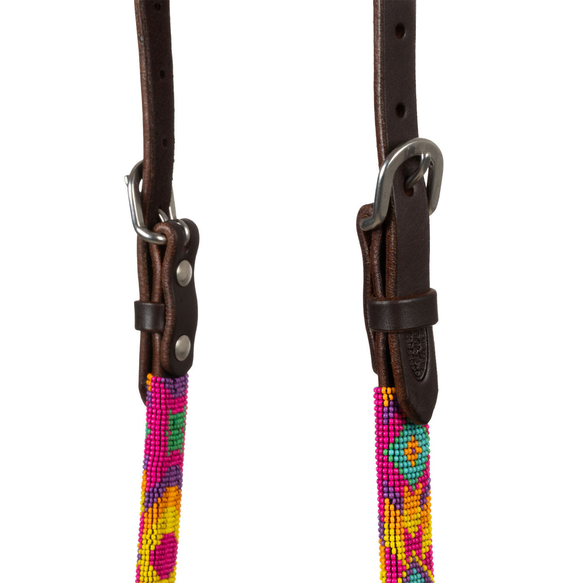 MULTICOLOR BEADED OILED WESTERN ONE EAR BRIDLE