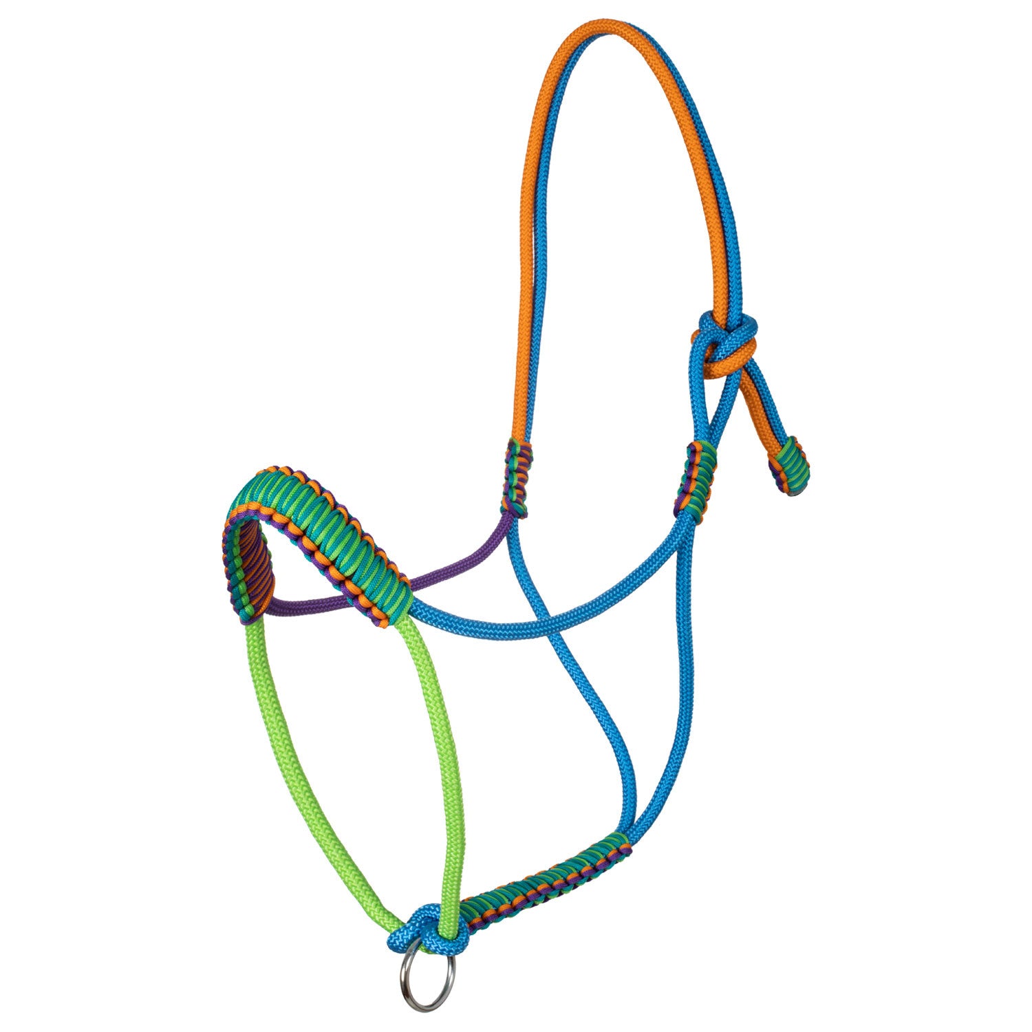 Braided halter with decorations.