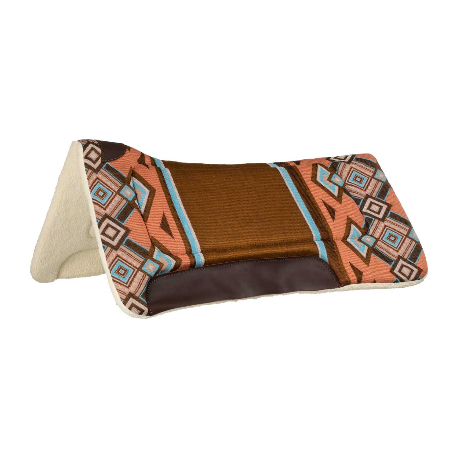 Western saddle pad with synthetic wool padding.