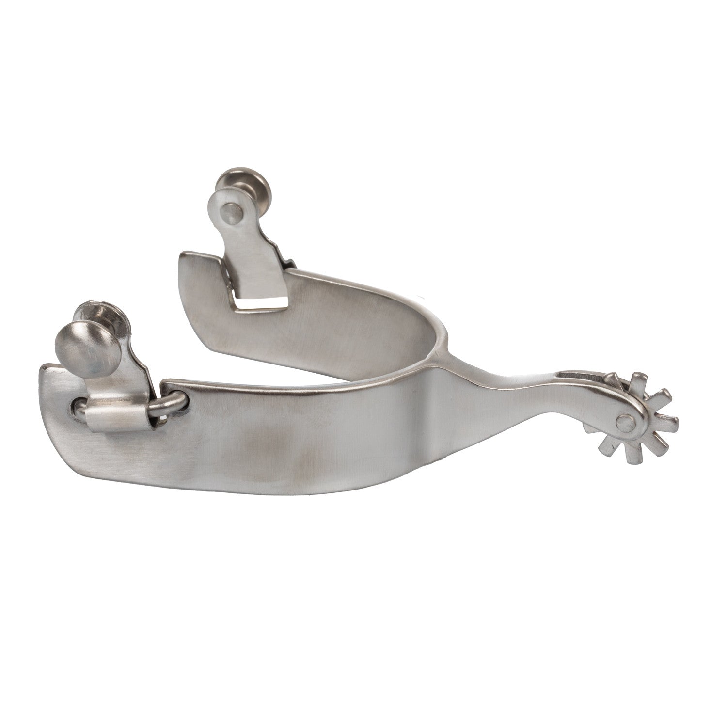 Unisex steel spurs with toothed rowel.