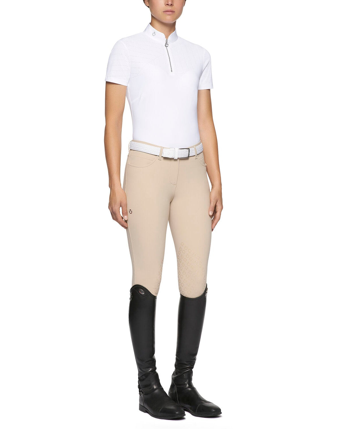 Cavalleria Toscana Perforated Sailing Jersey Competition Polo W/ Front ZIP