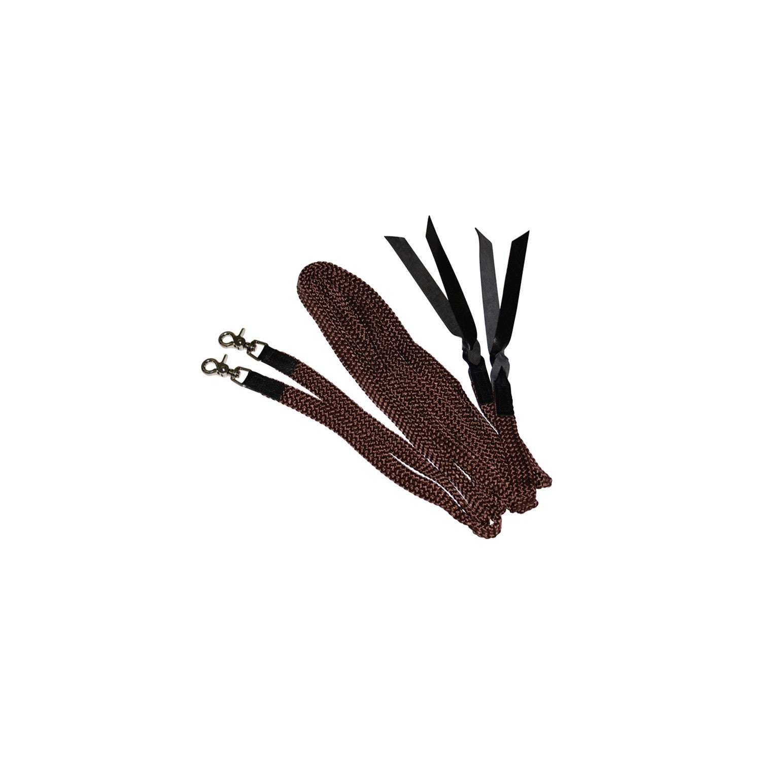 SOFT BRAIDED REINS WITH SNAPS HOOKS.