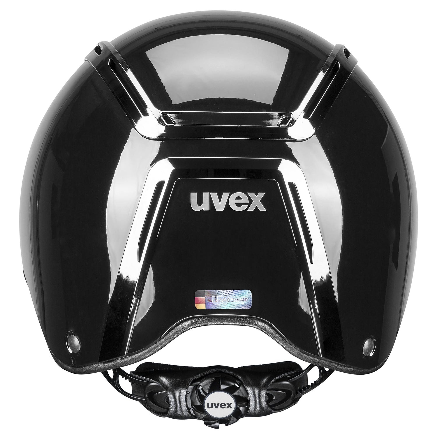 Uvex Exxeed Shiny Chrome Riding Helmet.