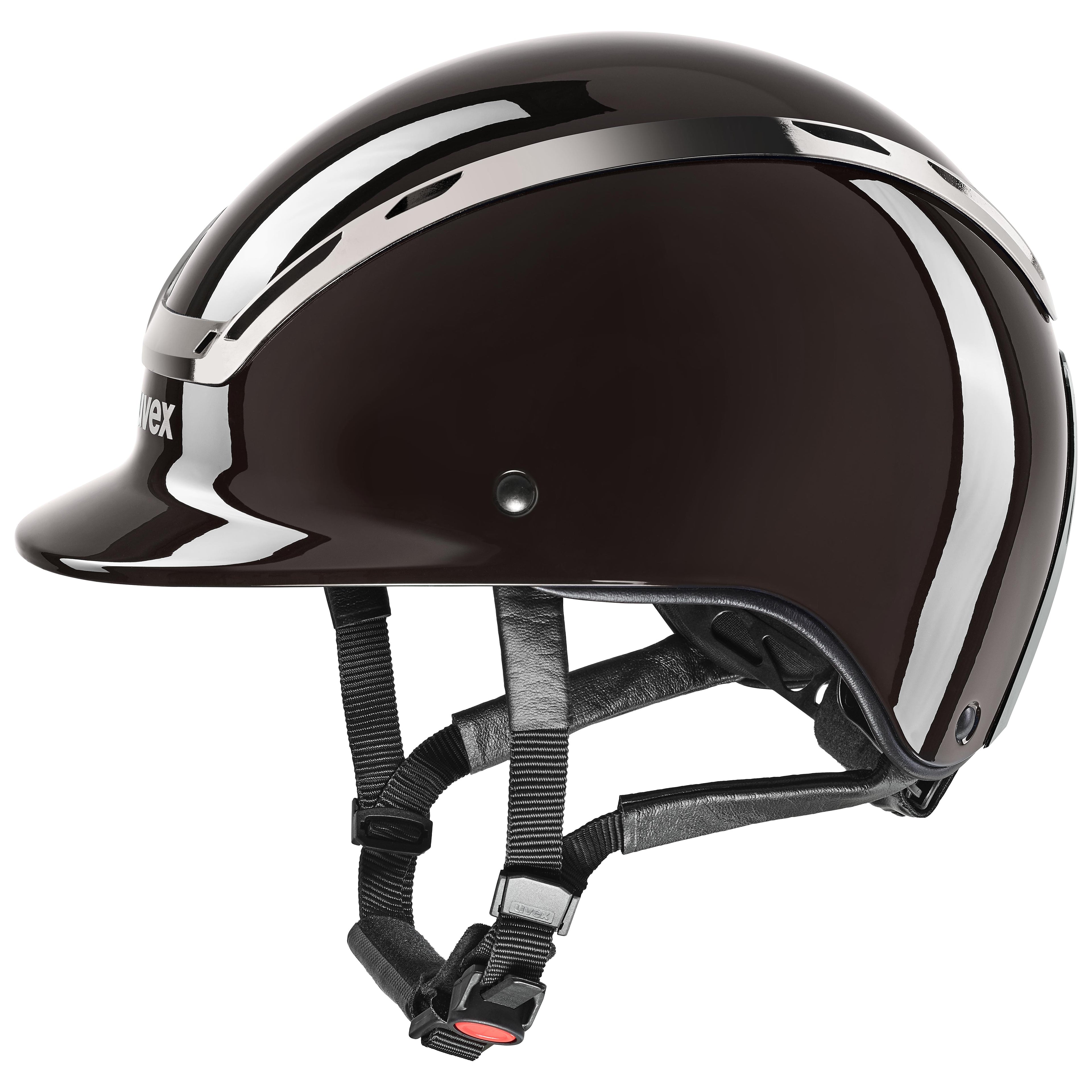 Uvex Exxeed Shiny Chrome Riding Helmet.