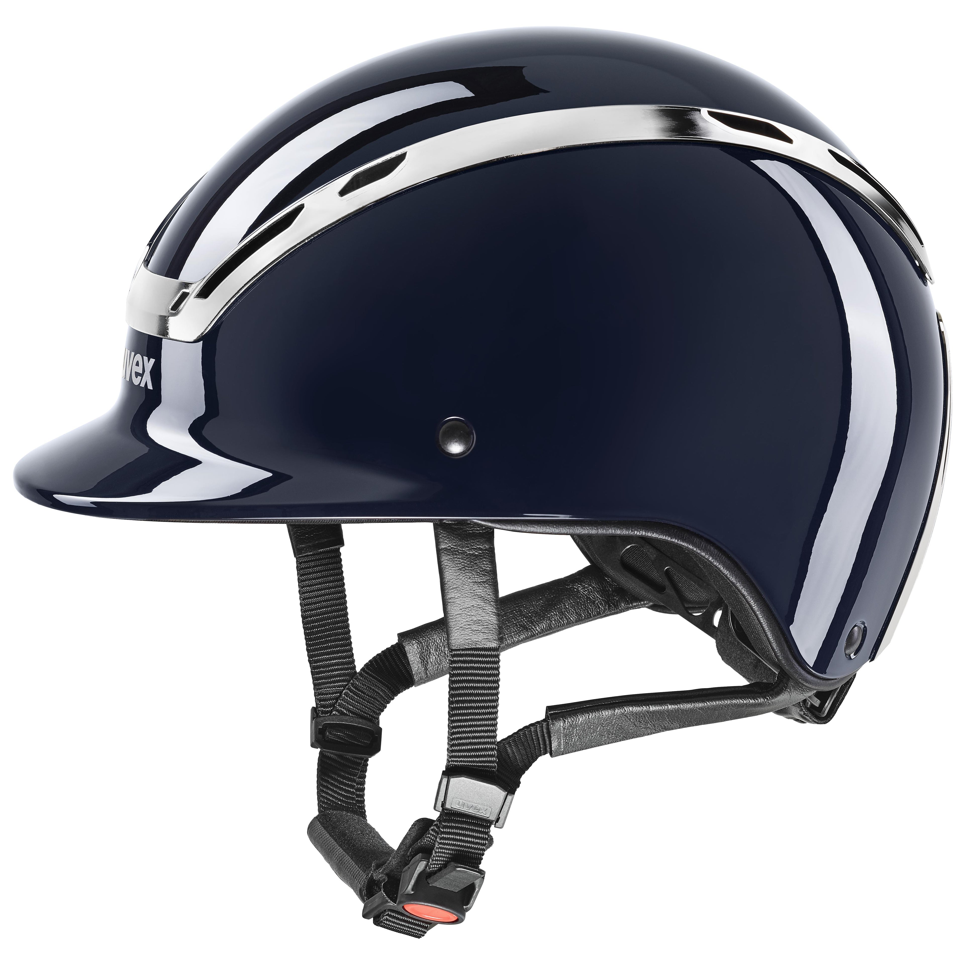 Uvex Exxeed Shiny Chrome Riding Helmet.
