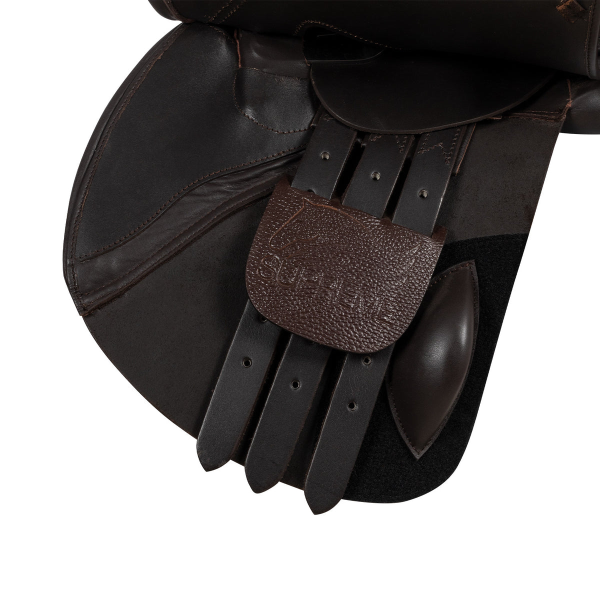 JUMPING SADDLE DOUBLE SOFT LEATHER AND ADJUSTABLE GULLET
