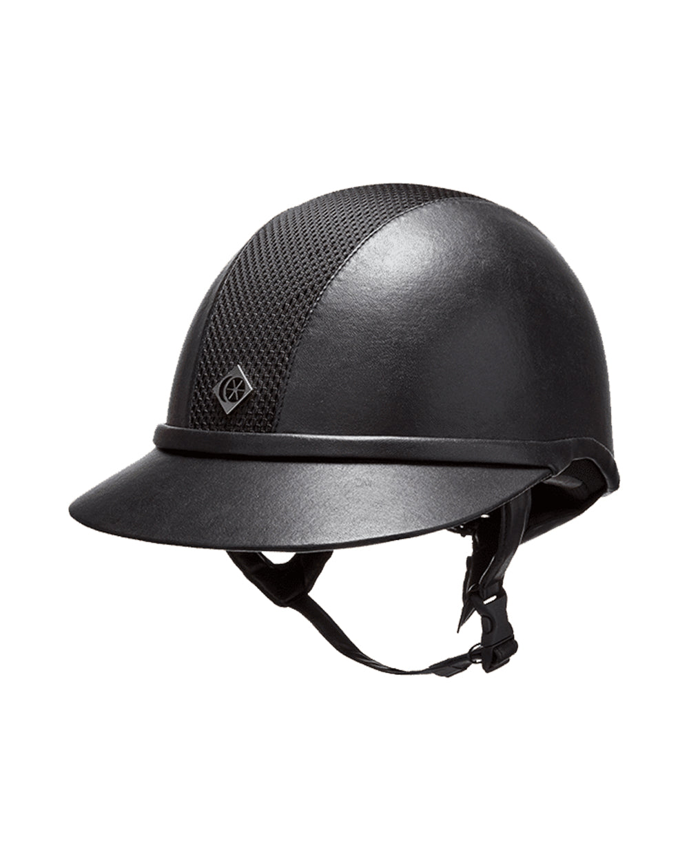 Charles Owen SP8 Plus Leather Look Fixed Peak Riding Helmet.