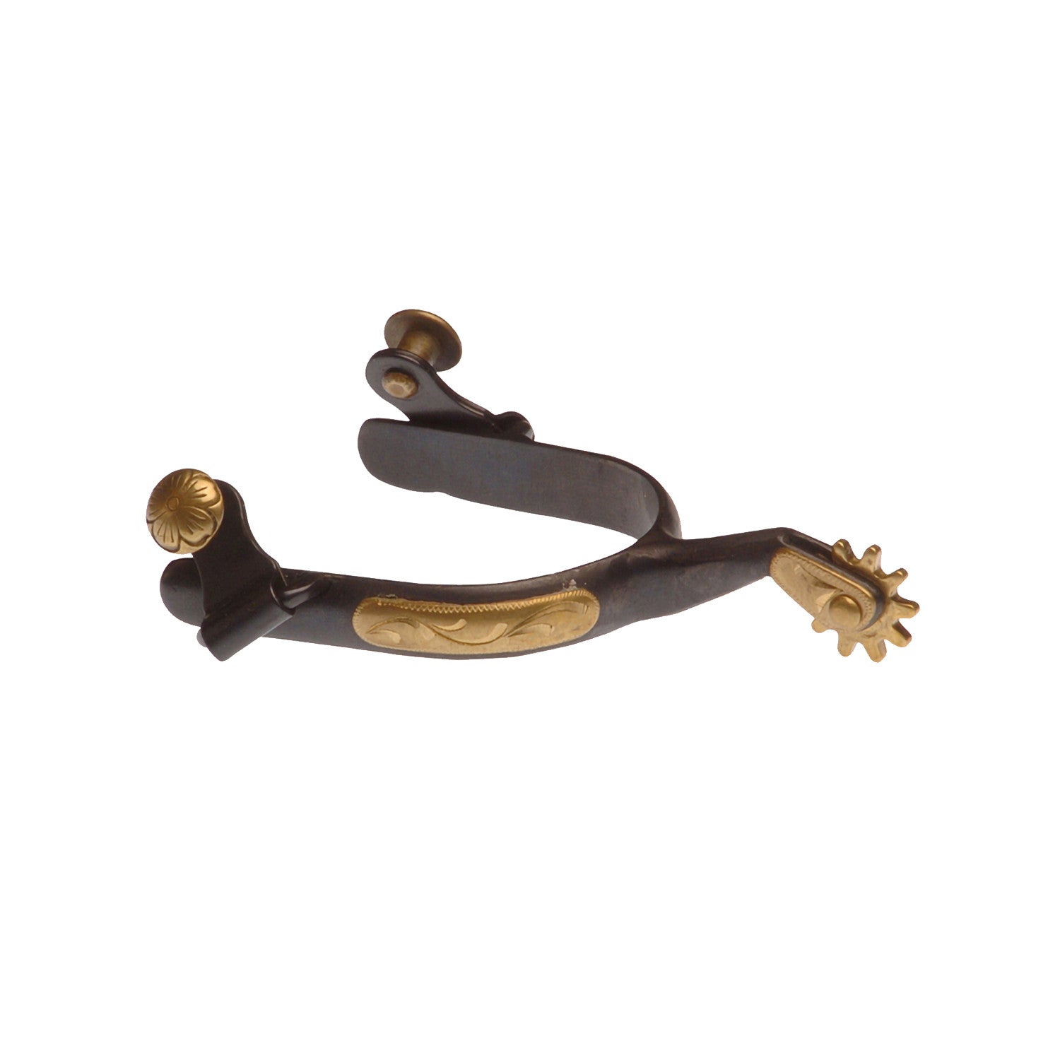BLACK SPURS WITH BRASS DECO.